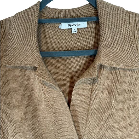 Madewell Polo Sweater Dress Tan Neutral Small Merino Wool Blend Preppy - Picture 4 of 6